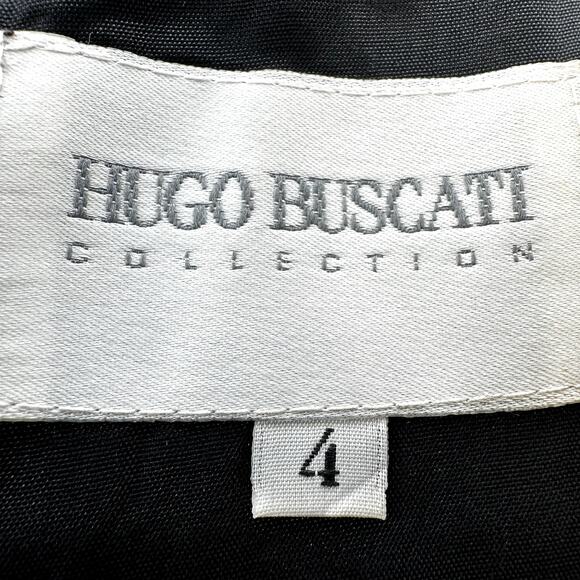 Hugo Buscati Dress Lace Embroidered Deep V Line Cocktail Party Chic Black 4 - Picture 5 of 6